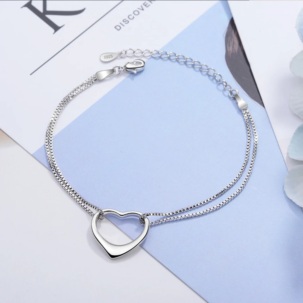 Kinitial Новая мода Серебряный браслет шарма ювелирных изделий простой Дизайн с