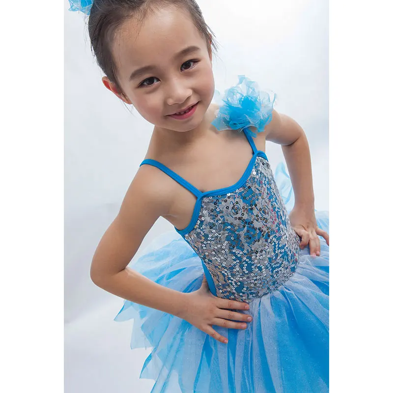 Новейшее бледно-голубое платье с блестками детское балетное платье-пачка для
