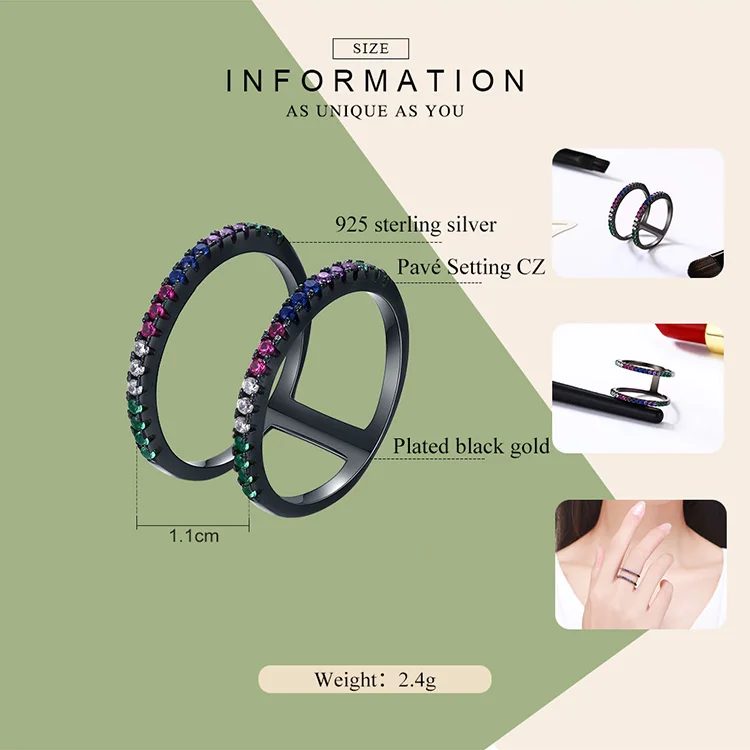 Новые модные 925 стерлингового серебра и черный серебристый цвет Цвет Кристалл