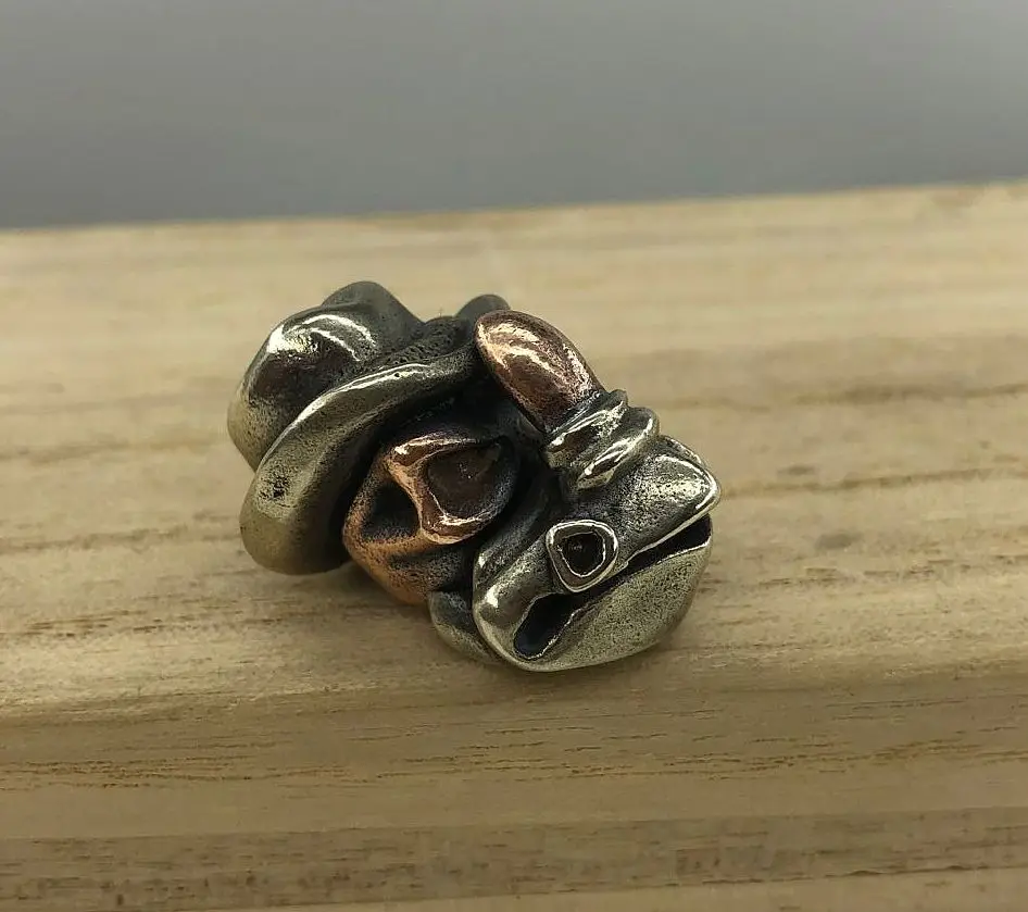 EDC инструменты Мельхиор медь Rhino Череп Бусы на шнурок Паракорд нож инструмент