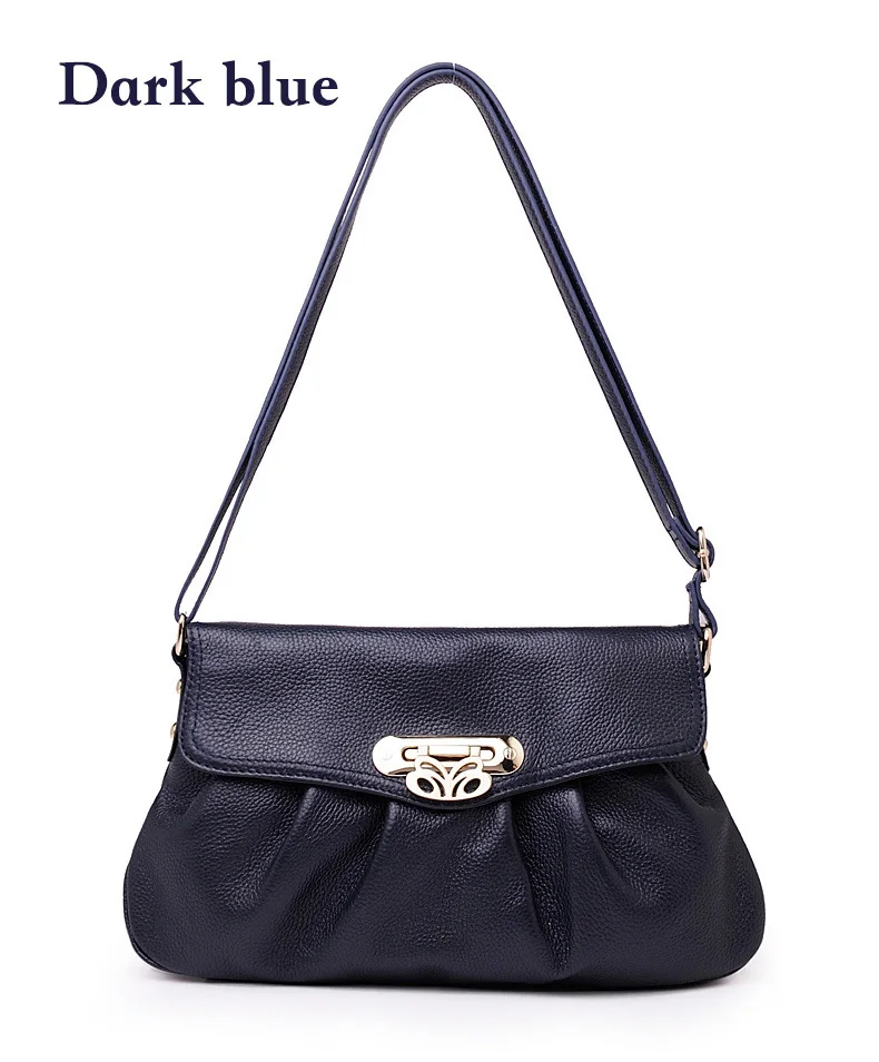 Dark blue 8 цветов новые Для женщин сумка из настоящей кожи, сумка через плечо, верхний слой из воловьей кожи, сумки из натуральной кожи модные клапаном ремень сумки через плечо для девушек; для женщин; Z004 - Цвет: Dark blue