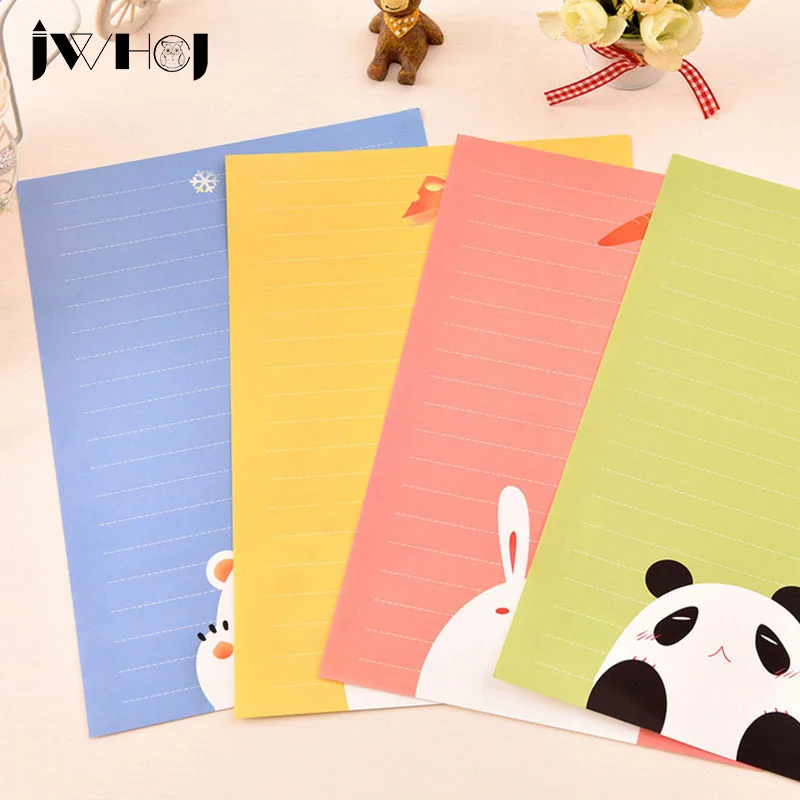 Kawaii 12 с буквами на листе бумаги + 6 шт конвертов мультфильм животных письмо pad