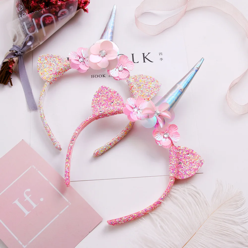 Модные блестящие однотонные шпильки для волос в виде кошачьих ушек цветочные