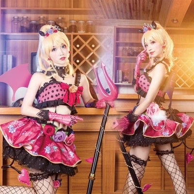 

[Stock] Anime! Lovelive Ayase Eli Little Devil Awakening Cosplay Costume For Women dress+petticoats Free Shipping