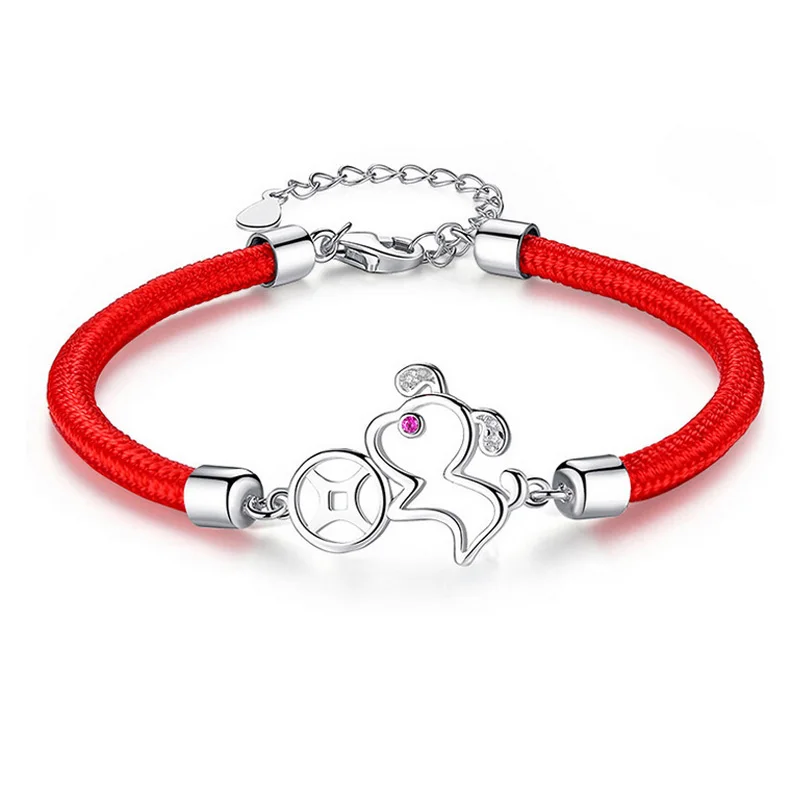 192 Чжао выберите Стиль новый красный веревочный браслет женский зодиака собака