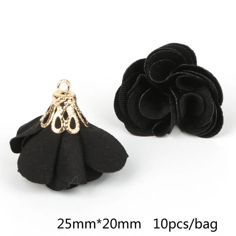 Black 17 цветов, модный тканевый цветок, кисточка, подвеска, пряжка, сосуд, золотой цвет, Колокольчик для сережек, сделай сам, ювелирное изделие, изготовление - Цвет: Black