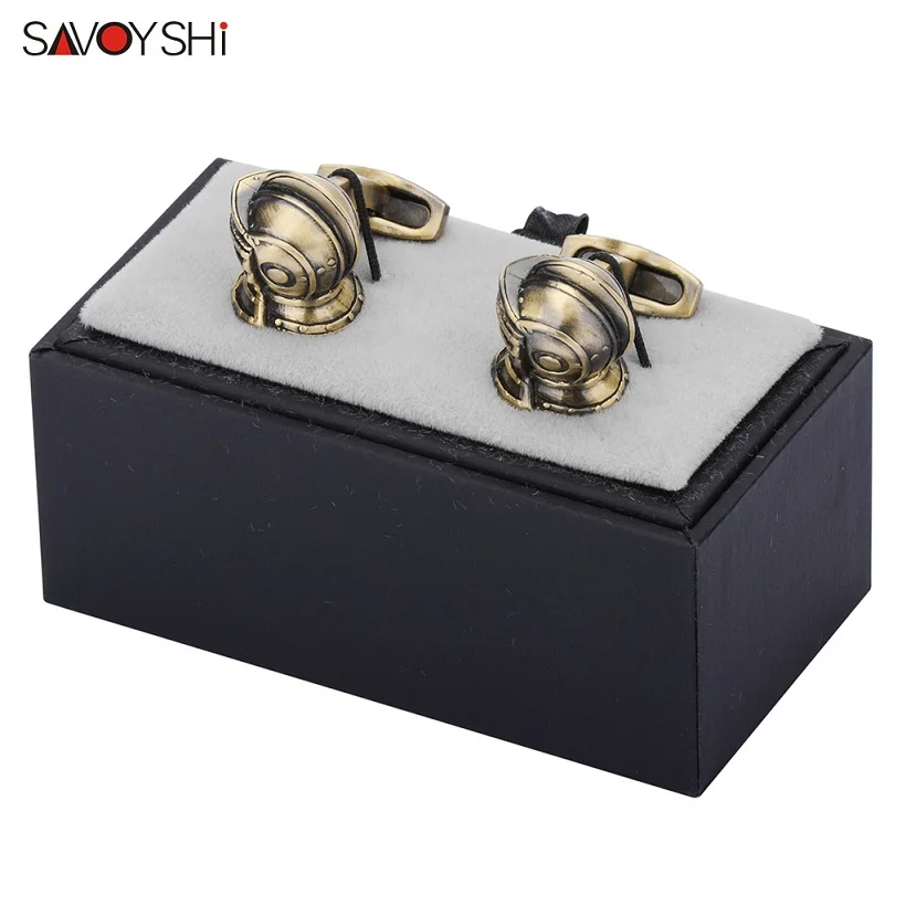 Cufflinks with box B SAVOYSHI винтажный бронзовый шлем Запонки мужские рубашки высокого качества металлический запонки модные мужские ювелирные изделия подарок Gemelos - Окраска металла: Cufflinks with box B