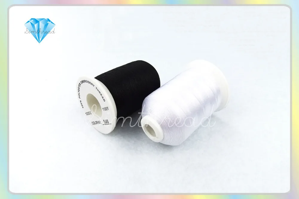 

Simthread 120D/2 Polyester Embroidery Machine Thread - 6 Spools, 1000M Each, with 2pcs Type A Bobbins Thread