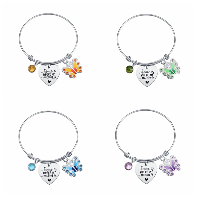 7 шт./лот мама Браслет с цитатой бабочка эмаль в форме сердца браслет из