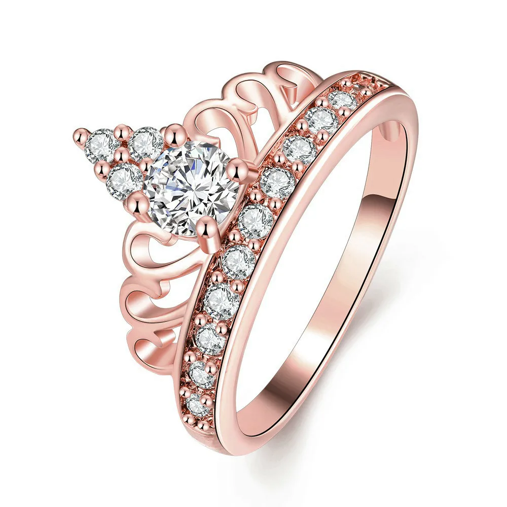 

Deelan Crown Rings For Women Jewelry Zirkonia Rose Gold Color Women Engagement Ring Romantic Luxury Party Wedding Gift