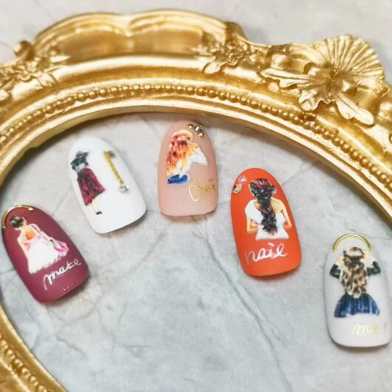 3D Новое поступление акриловая гравировка наклейка для ногтей юбка девушка якорь