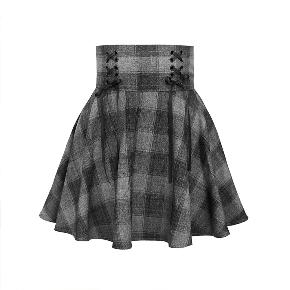 Gray Skirt Женские комплекты, готический бархатный свитшот с вышивкой буквами, высокая талия, облегающая серая клетчатая мини-юбка, Женский комплект для девочек, верхняя одежда - Цвет: Gray Skirt