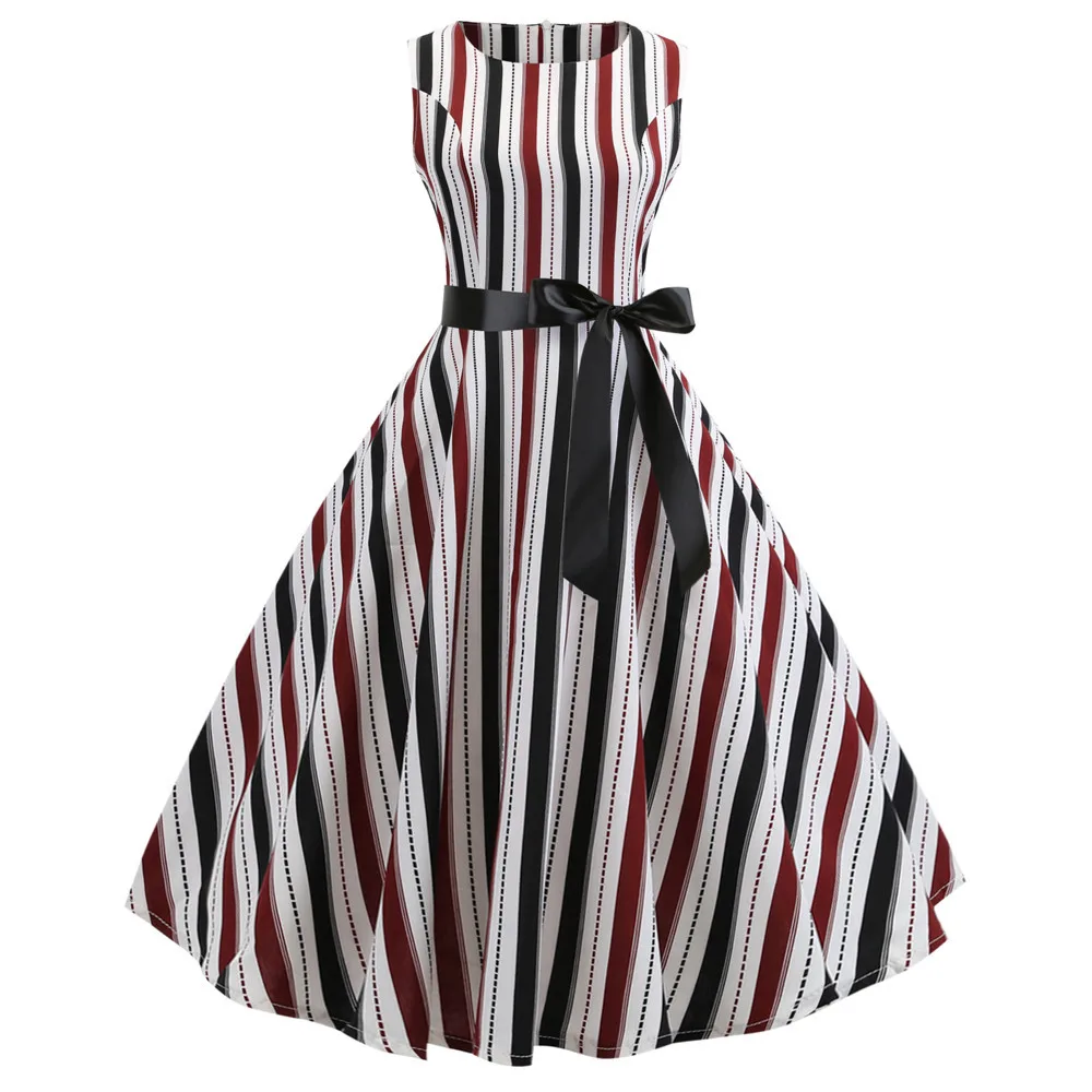 Винтажное сексуальное летнее платье без рукавов для женщин с повторяющимся