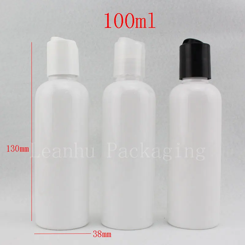 100 мл белые пластиковые бутылки для шампуня с дисковой верхней крышкой пустые