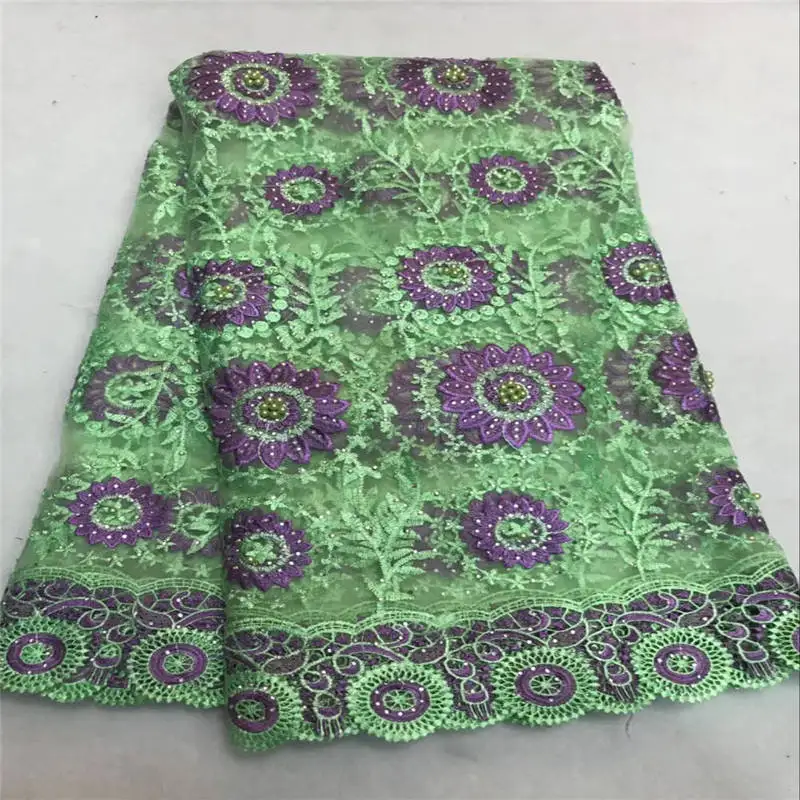 Довольно дизайн Анкара французский кружевное с вышивкой ткань бисером и камнями