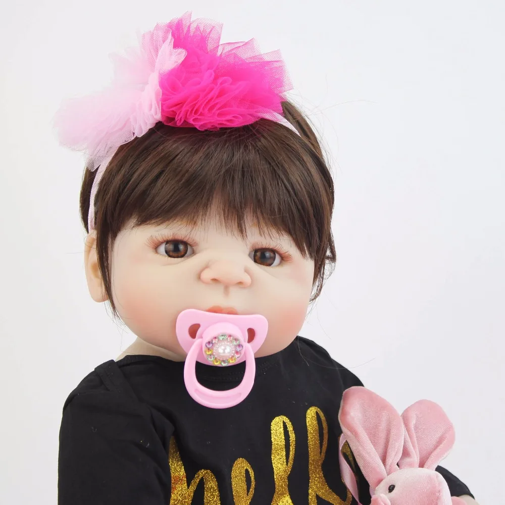 55 см полный силикона Reborn Baby Doll как настоящие девочка бонекас Виниловый фон для