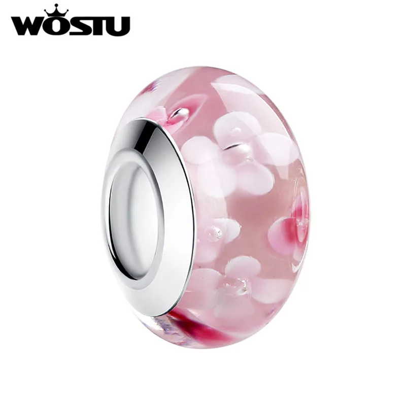 2019 горячая Распродажа цветок розовый муранский стеклянный бисер Подходит