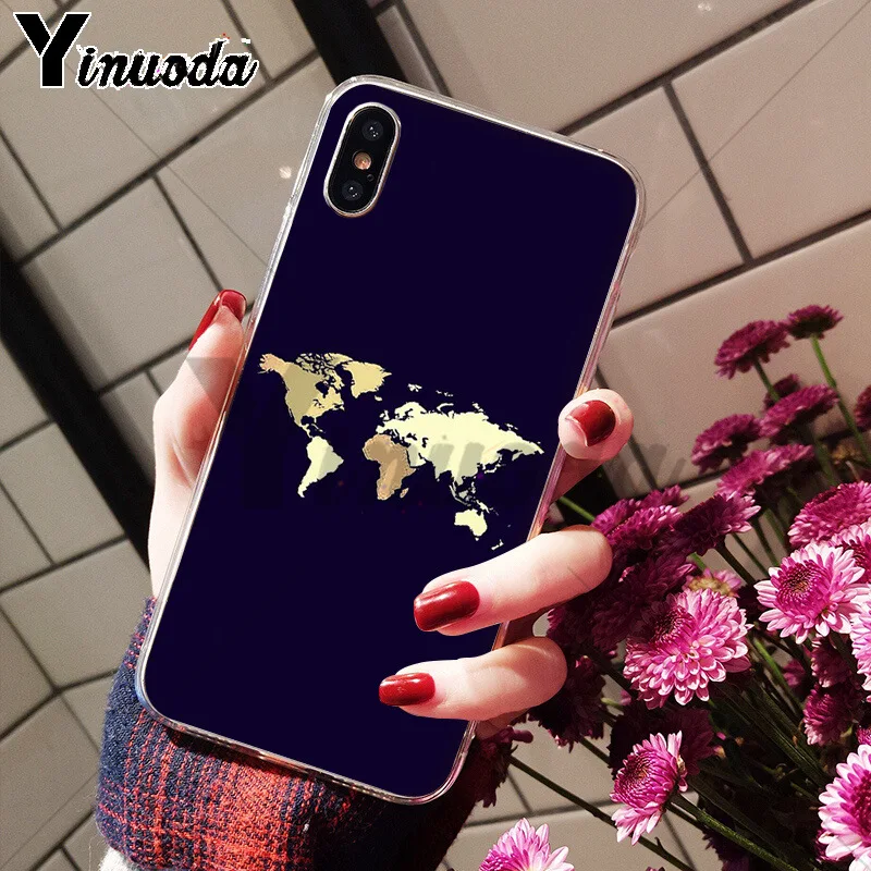 Уникальный роскошный силиконовый чехол для телефона Yinuoda с картой мира Apple iPhone 8 7 6
