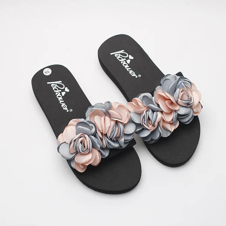 Chanclas/розовые шлепанцы с цветами ручной работы 3 см/6 см; модные женские летние пляжные вьетнамки на платформе и высоком каблуке; zapatos mujer