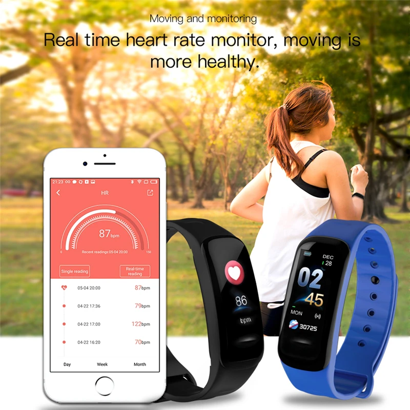 2018 умный Браслет цветной экран водостойкий браслет пульсометр измерение