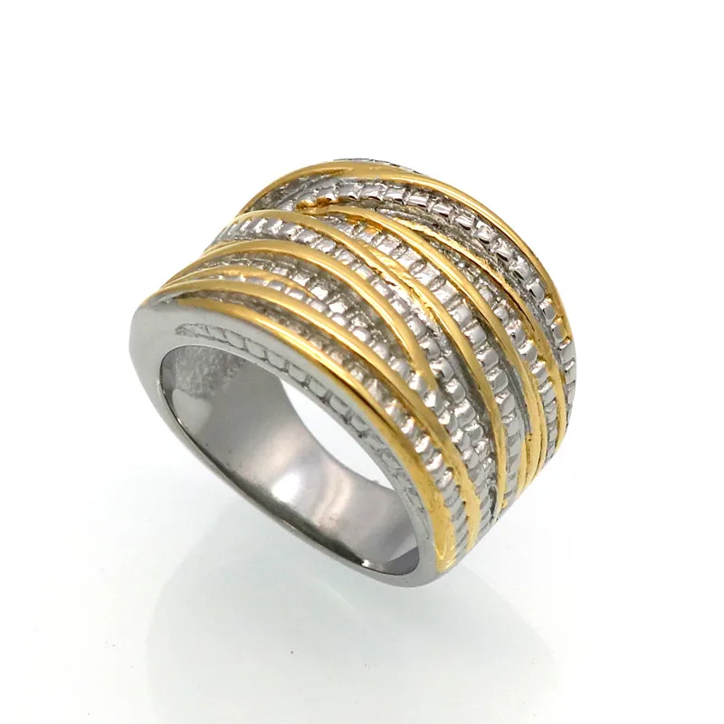 Новое поступление, модные двухцветные кольца для женщин, Anillo, золотой цвет, античные женские ювелирные изделия из нержавеющей стали, вечерние кольца в винтажном стиле
