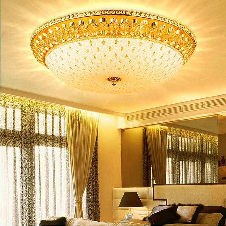 

LED Crystal Ceiling Lamps American Romantic Modern Golden Crystal Ceiling Lights Fixture Bed Living Room Home Indoor Lighting