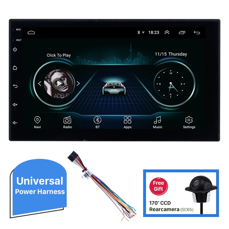With Rear camera Новое поступление! Оперативная память 2 ГБ+ ПЗУ 32 Гб Универсальный Автомобильный gps Android 8,1 7 дюймов двойной Din Радио Мультимедийный блок плеер wifi USB 3g 1080P - Цвет: With Rear camera