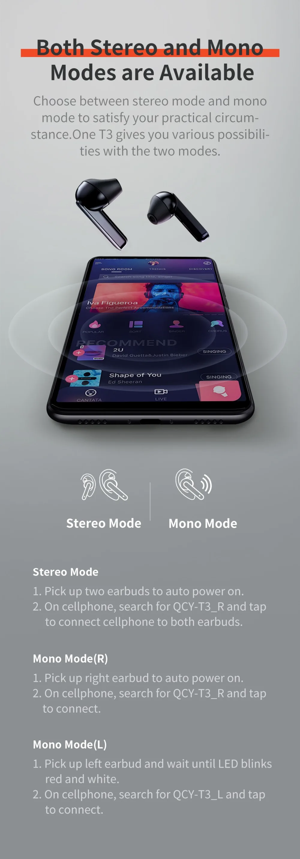 QCY T3 TWS отпечатков пальцев сенсорные беспроводные наушники Bluetooth V5.0 3D стерео наушники с двойным микрофоном