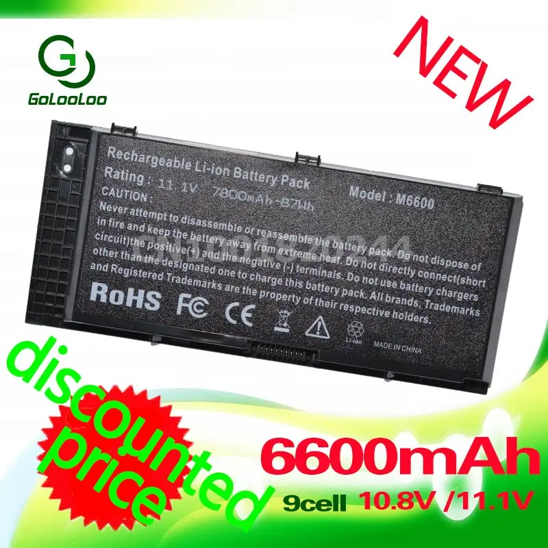 

Аккумулятор Golooloo 11,1 В для ноутбука DELL Precision M6600 M6700 M4600 M6800 M4800 M4700 FJJ4W FV993 T3NT1 OTN1K5 N71FM R7PND PG6RC
