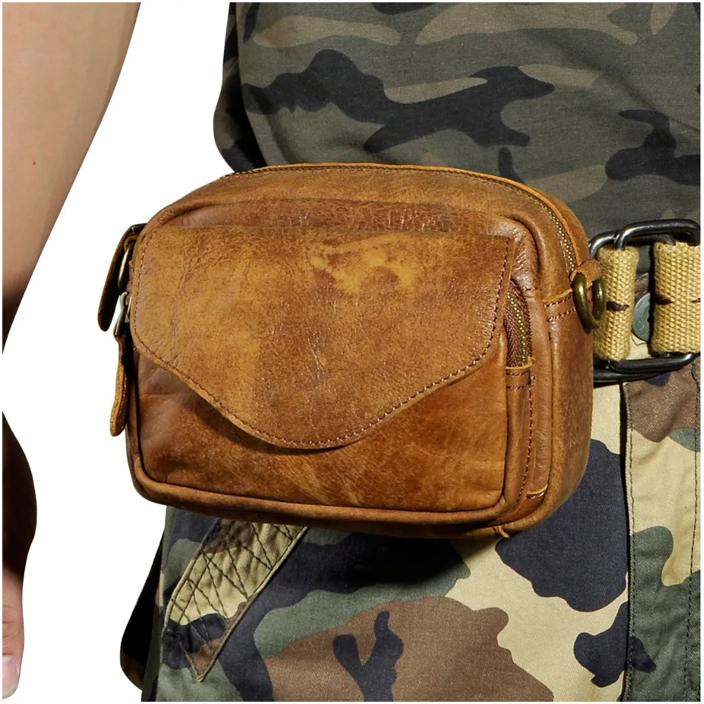 Мужская винтажная сумка мессенджер из натуральной воловьей кожи 6803|waist belt pack|belt