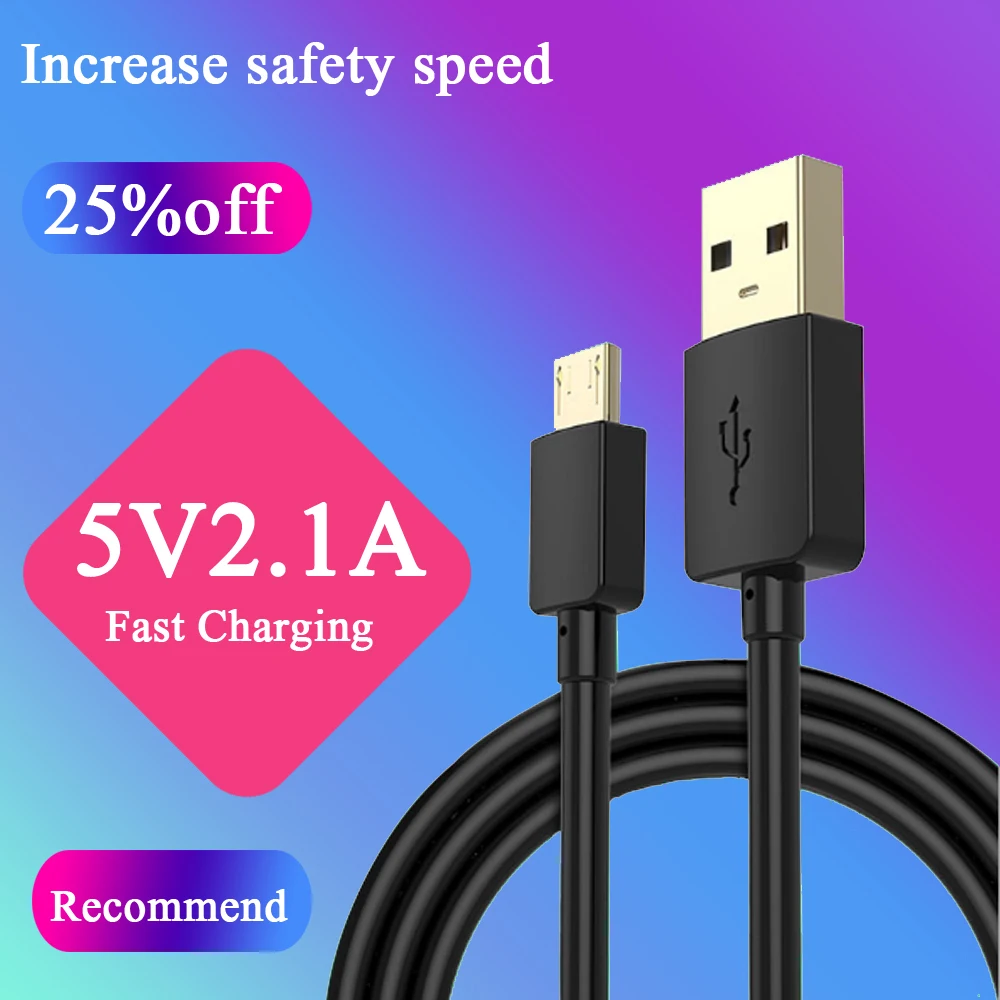 100 шт. Micro USB кабель 2A Быстрая зарядка для зарядки мобильного телефона 1 М 5 м 2 дата