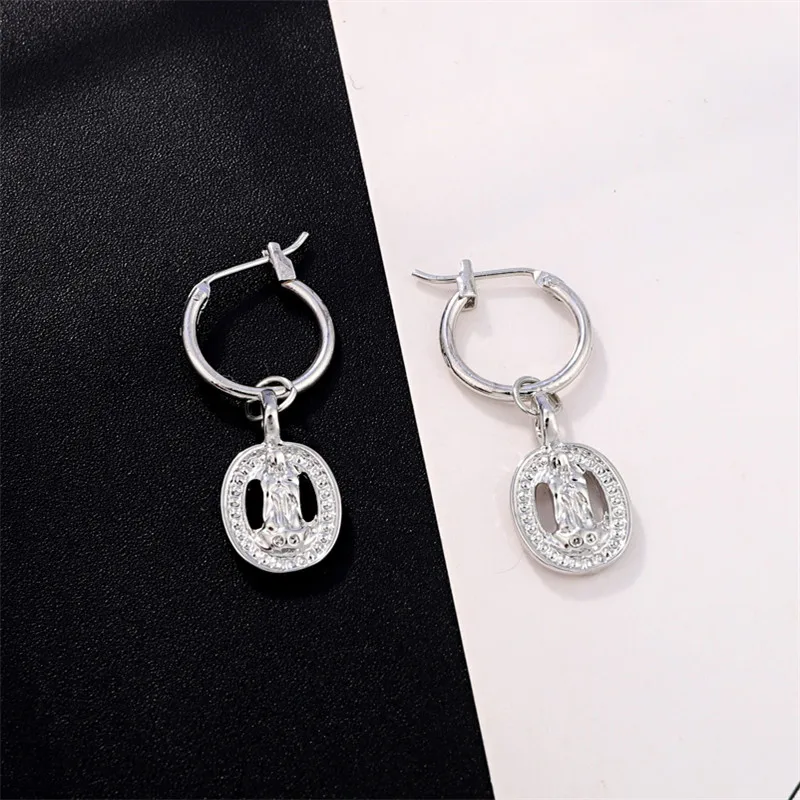 1 пара изысканные маленькие серьги кольца в стиле панк Овальные Девы Марии