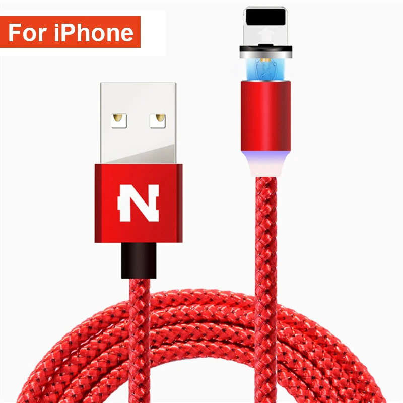 iOS Red Магнитный зарядный кабель для iPhone 6 6S 7 8 Plus XS MAX XR i Phone Micro USB/MicroUSB/type C Android Galaxy S8 S9 зарядное устройство длиной 1 м 2 м - Цвет: iOS Red