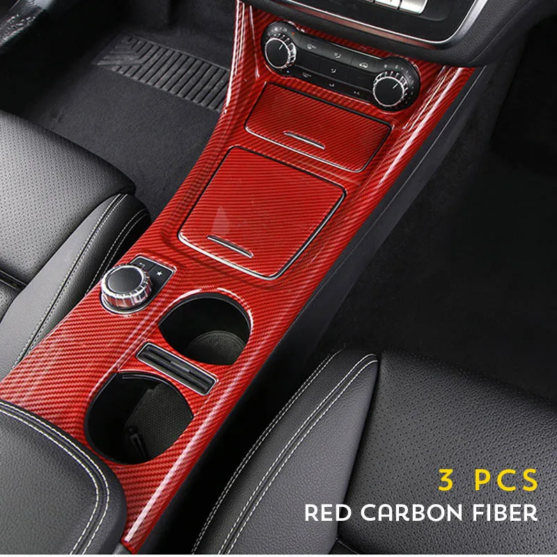 Red carbon fiber Для Mercedes Benz CLA C117 GLA X156- Термосумка для термосов панель отделка авто аксессуары центральный контроль украшения стикер - Название цвета: Red carbon fiber
