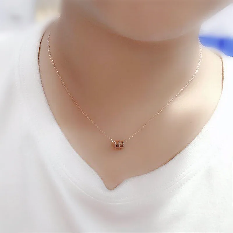

2019 Korean golden cylinder cz shape necklace collar women's pendant chain chocker coin suspension necklaces