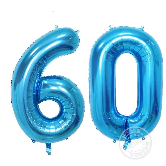Шары на день рождения 60 лет 40 дюймов гелиевые черные золотые цифры баллон для