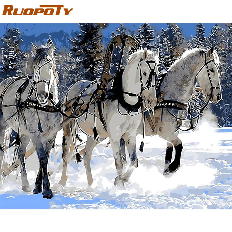 RUOPOTY рамка для рыбалки Сделай Сам Набор для рисования по номерам Раскраска по номерам настенная живопись ручная роспись маслом для украшения дома - Цвет: 1584