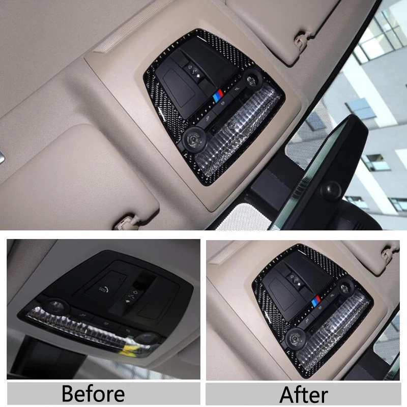 For BMW F10 F01 F07 F25 F26 Carbon Fiber Reading Light Dome Panel Decorative Frame Cover Trim Molding Sticker 5 7 Series X3 X4 | Автомобили