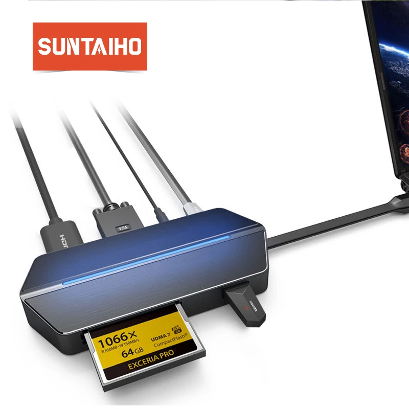 Адаптер Suntaiho USB Type C для концентратора 8 в 1 Samsung dex station pad 3 0 VGA HDMI 5 m CF SD TF карта Macbook| |