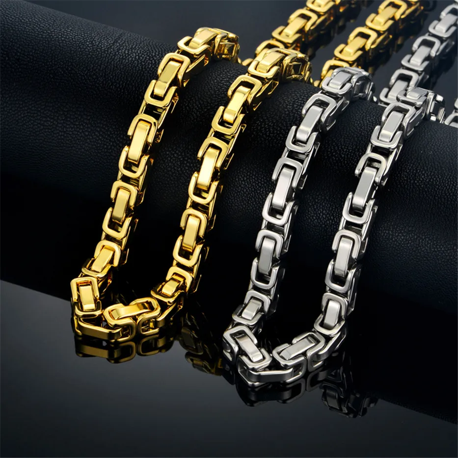 Neck Heavy Gold Chain For Men Thick Long Necklaces Male Color Hiphop Stainless Steel Byzantine Necklace 2019 Collares|Цепочки| |