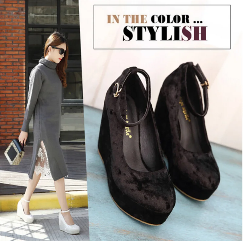 Sapato женщина для Реального Основные Клинья Женщины Насосы 2017 Новые Каблуки с