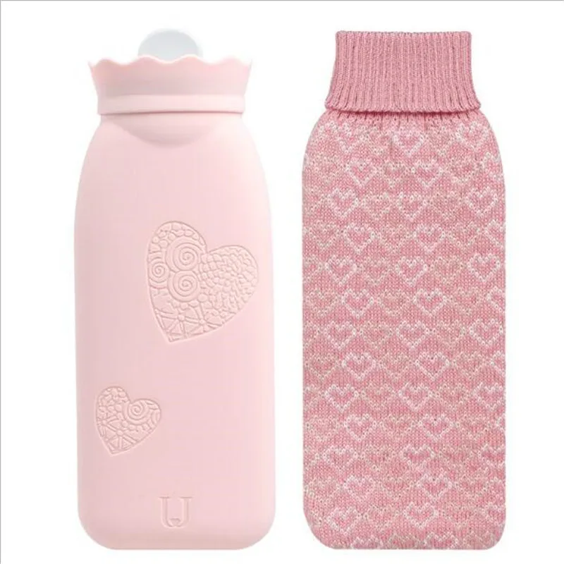 Pink Силиконовая грелка для воды, теплая сумка для воды, теплые дворцовые ручные грелки, мини портативные взрывобезопасные плюшевые теплые детские Студенческие - Цвет: Pink