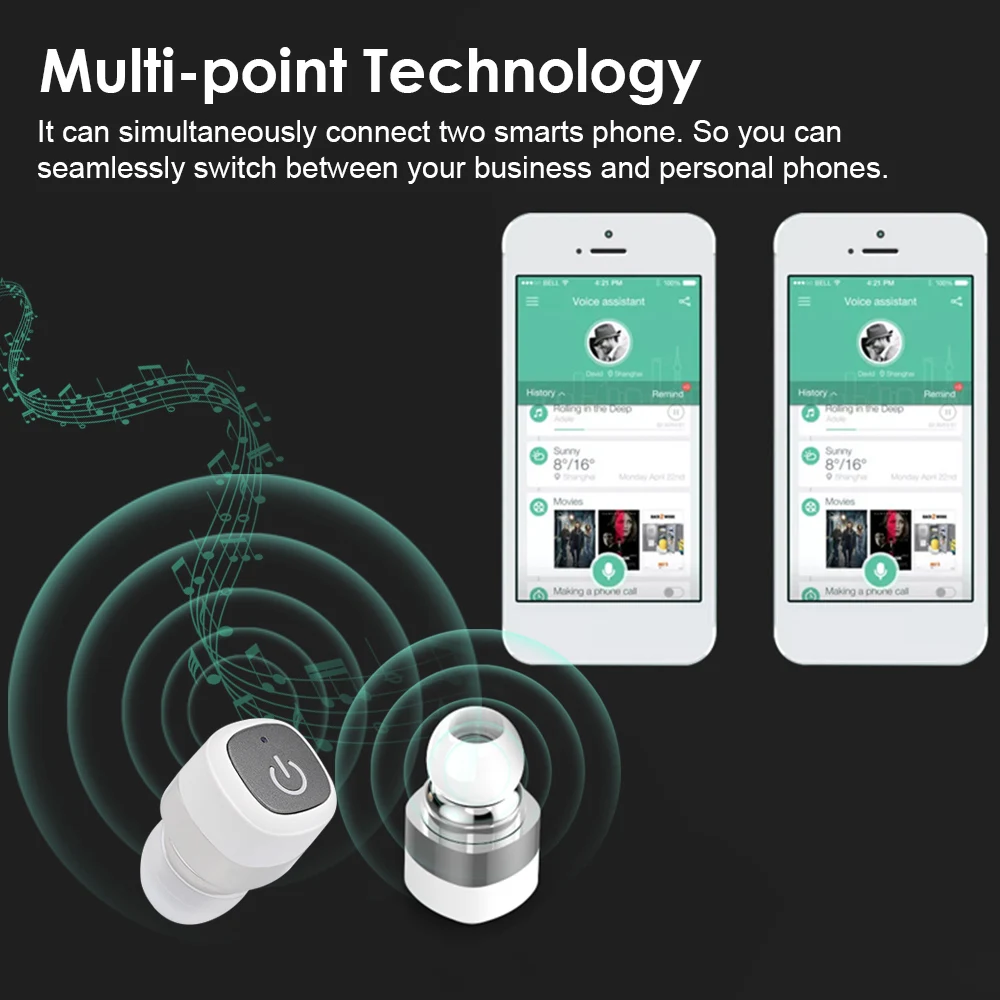 Беспроводные наушники VAORLO TWS с шумоподавлением HiFi V5.0, Bluetooth наушники, гарнитура, стерео мини наушники, зарядное устройство, Дополнительный внешний аккумулятор