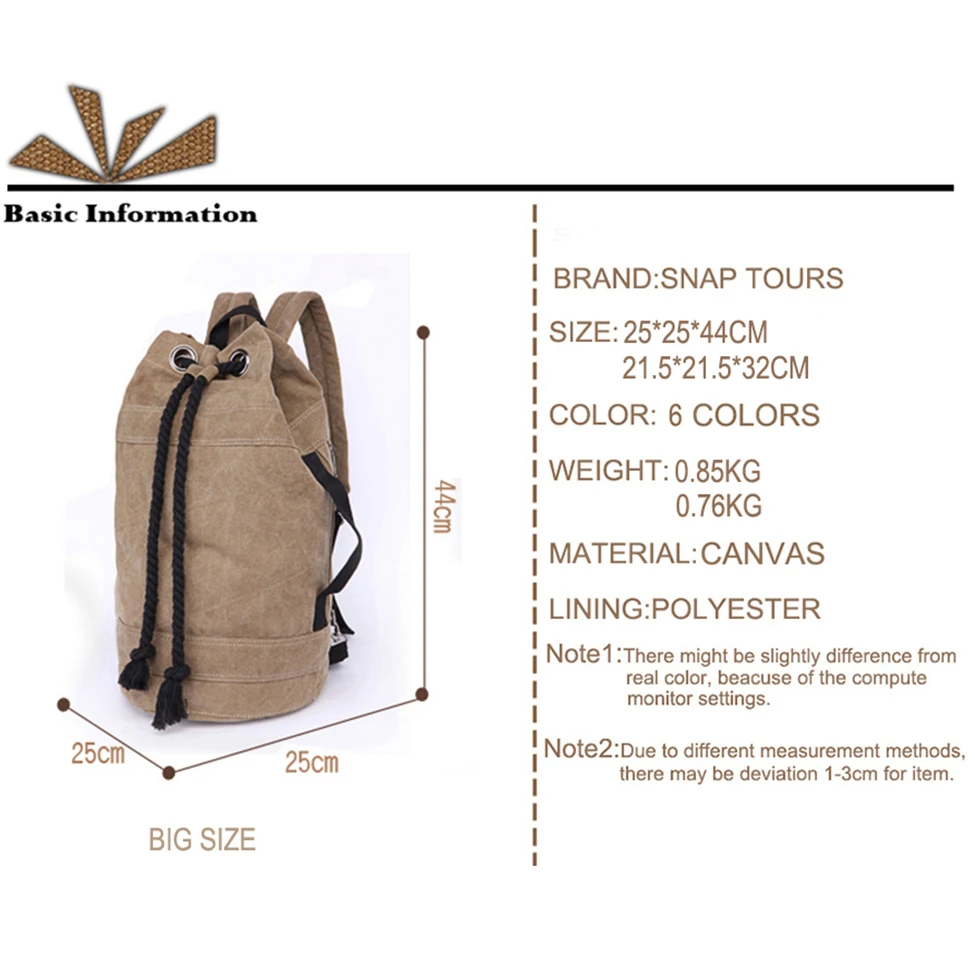 Мужская Дорожная Холщовая Сумка SNAP TOURS вместительный спортивный рюкзак для