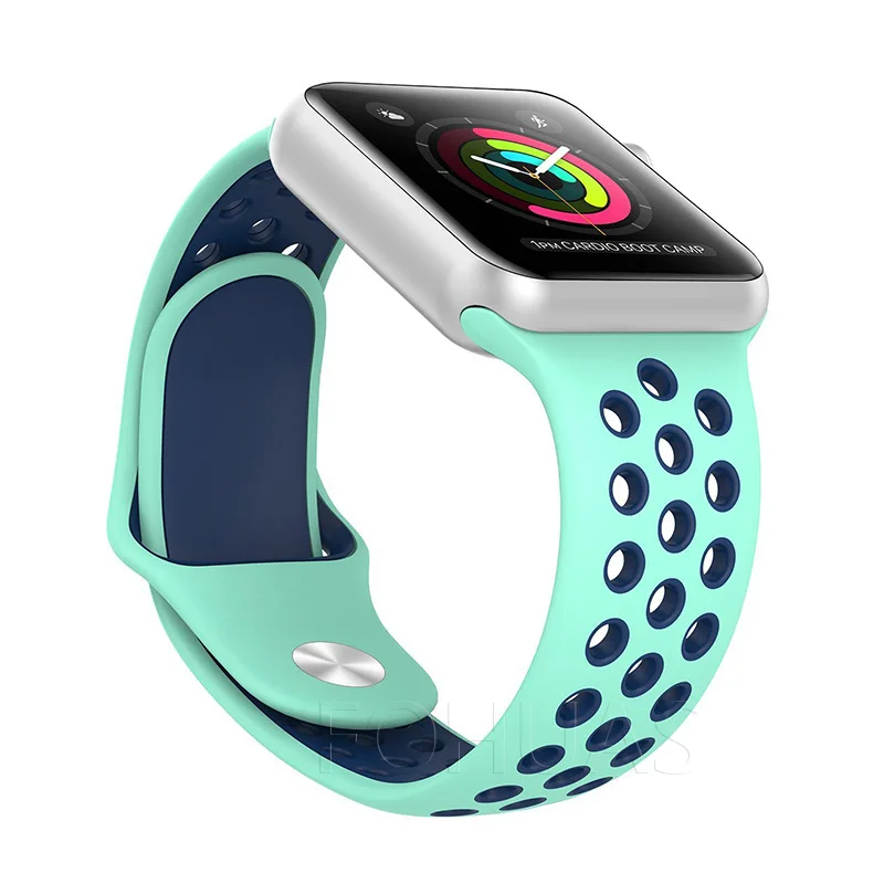 Green Blue FOHUAS бренд Кремния спортивный ремешок красочный наручный ремешок для Apple Watch, 38, 42 мм черный/Вольт браслет Watch Series 2 и 1 наручных часов iwatch, ремешок для часов - Цвет ремешка: Green Blue