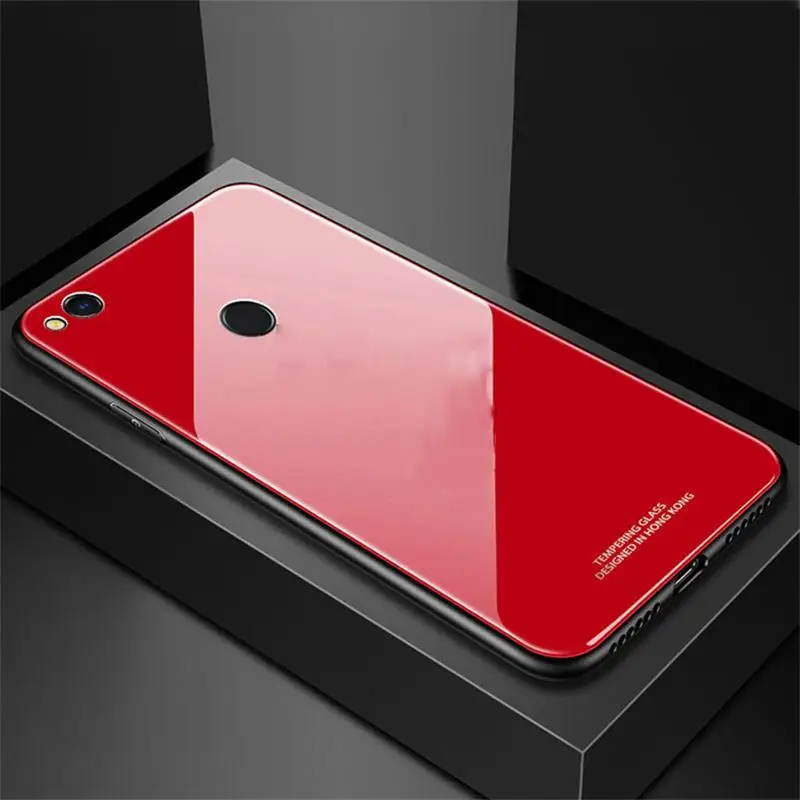Red Чехол s для huawei Honor 8 Lite/P8 lite стеклянный чехол Роскошная рамка из ТПУ+ стеклянная задняя крышка аксессуар для P9 Lite Fundas Coque - Цвет: Red