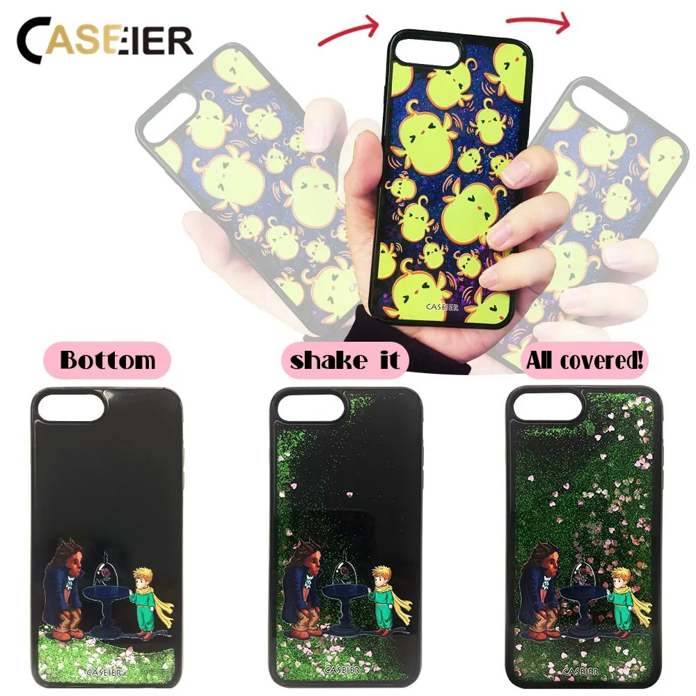 Caseier жидкость телефон чехол для iPhone 6 6s 7 8 Plus блеск зыбучие пески X 3D рельеф модные