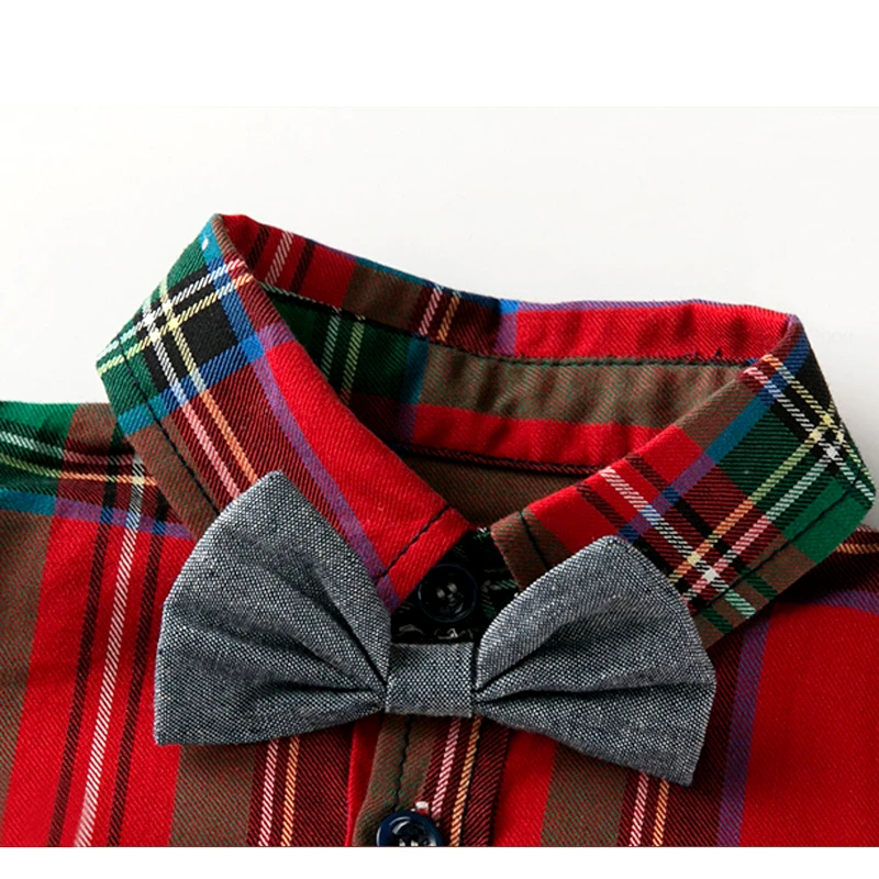 Boys red plaid rompers clothing sets 2019 new baby boy jumpsuit + overalls gentleman suits infant toddler newborn party clothes |
