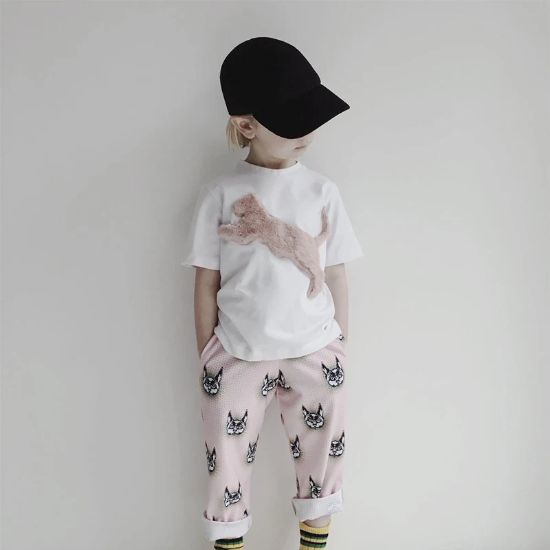 GlowwormKids/штаны для мальчиков и девочек детская одежда штаны с рисунком головы кота