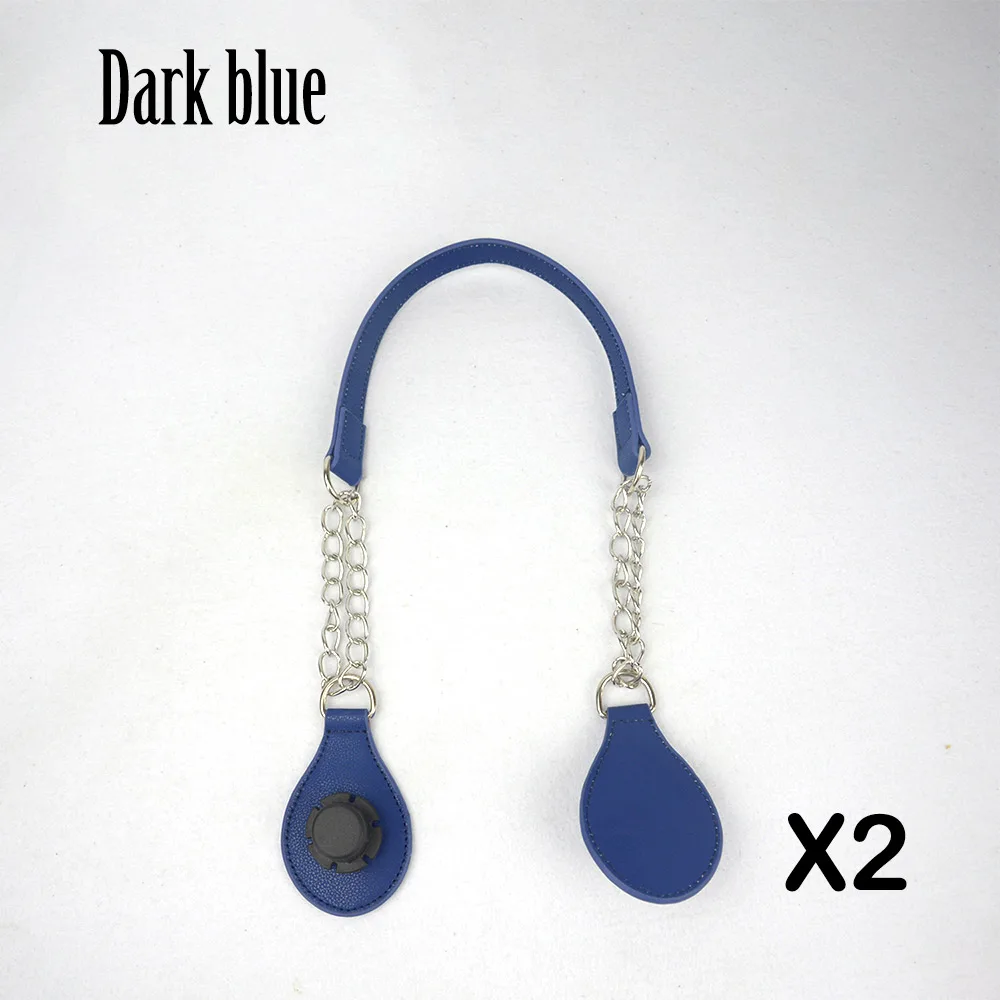 Dark blue TANQU, 1 пара, искусственная кожа, рисунок по краям, ручка с цепочкой, двойная металлическая цепь для O, сумка для EVA Obag, женская сумка - Цвет: Dark blue